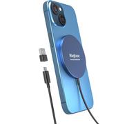 Magnetic Wireless Charger 2 In 1 With Magsafe - Ultra-Thin Aluminum Alloy Design - Fast Charger Compatible For Iphone 16/15/14/13/12 And Airpods 4/3/2/Pro-Ocean Blue