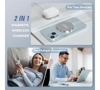 Magnetic Wireless Charger 2 In 1 With Magsafe-Ultra-Thin Aluminum Alloy Design-Fast Charger Compatible For Iphone 16/15/14/13/12 And Airpods 4/3/2/Pro-Purple