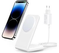 Magnetic Wireless Charger For Iphone 15/14/13/12 Series Fast Charging With Usb-C Pd3.0 Adapter 20w And Magsafe Charging Cable Charging Station For Iphone 15 Pro Max Plus Mini, White