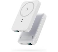 Magnetic Wireless External Battery For Magsafe, 10800 Mah Usb C Power Bank Pd 22.5 W Quick Charge Portable External Charger With Folding Stand, Lcd Screen For Iphone 16/15/14/13/Magsafe Case White