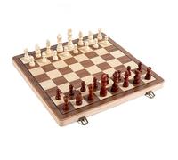 Magnetic Wooden Chess Board, Folding with Pieces and Storage Slots, for Adults & Kids Travel Set