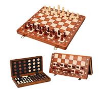 Magnetic Wooden Chess Set for Adults Kids, 39cm Folding Chess Board with Handmade Pieces, Portable Travel Chess Set, Magnetic Chess Game, Chess Sets for Adults