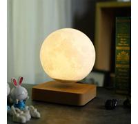 MagneticLand Globe Lune 3D en lévitation MOONFLIGHT Base Bois Clair | Base bois clair