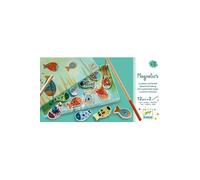 Jeu de pêche magnétique - DJECO - DJ01650 - 12 poissons en bois - 2 cannes à pêche - Boîte décorative