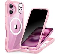 Magnétique Anti Espion Coque Iphone 16, Compatible Avec Magsafe Intégré Verre Trempé Protection Écran Et Protecteur Caméra, A[J1091]