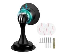 magnétique Arrêt de porte, porte en acier inoxydable Bouchon, support de porte Butée de porte, loquet de porte en métal 3 m ruban adhésif double face [vous n'avez pas besoin de percer] et 1 noir