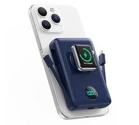 Magnétique Batterie Externe avec Cable Intégré, 10800mAh sans Fil Powerbank PD 25W Charge Rapide Chargeur Externe Portable avec Affichage LED Compatible avec MagSafe/Apple Watch/iPhone 16/15/14/13/12