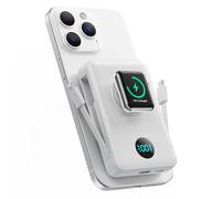 Magnétique Batterie Externe avec Cable Intégré, 10800mAh sans Fil Powerbank PD 25W Charge Rapide Chargeur Externe Portable avec Affichage LED Compatible avec MagSafe/Apple Watch/iPhone 16/15/14/13/12