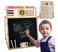 magnétique - blanc magnétique double face avec boulier râteau, chevalet d'art en bois avec support stable, hauteur réglable | Jouets éducatifs d'apprentissage et planche à dessin pour