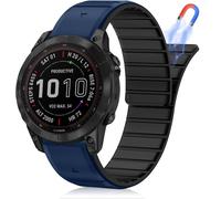 Magnétique Bracelet Quickfit 22mm Pour Garmin Instinct E 45mm/Instinct 3 Solar 45mm/Instinct 3 Amoled 45mm/Fenix 8 47 Mm/Fenix E 47 Mm/Fenix 7 Pro, Silicone Bracelet Bleu Noir