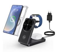 Magnétique Chargeur Induction pour Samsung Station de Charge 3 en 1, Voyage | Chargeur Sans Fil Pliable pour Samsung Galaxy S26 Ultra/S25/Z Fold 8/Z Flip 8/Bud, Chargeur Watch pour Galaxy Watch Ultra/8