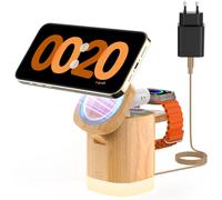 Magnétique Chargeur Sans Fil 3 En 1 Pour Téléphone 16/15/14/13/12 Série, Pliable Station De Recharge Avec Veilleuse Réglable Pour Iwatch 10-2/Ultra, Pour Airpods 4/3/2/Pro,Grain De[IND6170893]