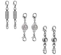 Magnétique Fermoir à Homard,Attache Collier Bijoux,Fermoir Collier,Attaches et Fermoirs Pour Bijoux,Pour DIY Collier Bracelet Fabrication de Bijoux,Contient Trois Styles Différents(6 Pièces,Argent)