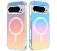 Magnétique Irisée Coque pour Google Pixel 9/9 Pro Compatible avec Magsafe, Étui Housse Iridescent Mate Fluorescente Colorée Antichoc Anti-Rayures Translucide Holographique Case