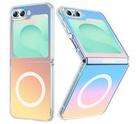 Magnétique Irisée Coque pour Samsung Galaxy Z Flip5 / Z Flip6 Compatible avec Magsafe, Étui Housse Iridescent Mate Fluorescente Colorée Antichoc Anti-Rayures Translucide Holographique Case