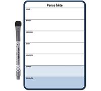magnétique KIT Planning Frigo effaçable 15X21 cm A5 + 1 marqueur effaçable, planning familial 7 jours - calendrier - pense bête