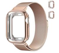 Magnétique Métal Bracelets+Coque pour Apple Watch SE/2 Bracelet 40mm 42mm 41mm 44mm 46mm 45mm 49mm Femme/Homme,Acier Inoxydable Metal Boucle Milanais+Case pour iWatch Series 10 9 8 7 6 5 4 Ultra/2
