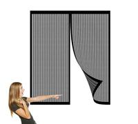 Magnétique Moustiquaire 55 x 110 cm avec Aimants et Bande Adhesive Rideaux Toile Insect Ecran pour Couloirs Patio, Noir