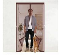 Magnétique Moustiquaire 90 x 120 cm Protection Installation Magnétique de Rideau Adhésif Sans Perçage Moustiquaire Porte pour Portes de Multi Types, brun