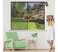 MagnéTique Moustiquaire 95x115cm Noir Moustiquaire Fenêtre Magnétique, Fermeture Automatique, Maintient l'air frais à l'intérieur pour Salon fenêtre