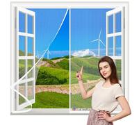 Magnétique Moustiquaire Fenetre 50x75cm Blanc Rideau Porte En Maille, Moustiquaire RéSistante Aux DéChirures,Adsorption Magnétique pour Couloirs Portes