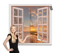 Magnétique Moustiquaire Fenetre 90x125cm Rideau de Porte Antimoustique avec Fermeture Aimantée-Pliable Facile à Installer pour Enfants et Animaux de Compagnie brun