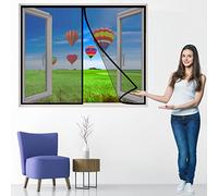 MagnéTique Moustiquaire Fenêtre, 90x190 cm Fenetre Magnetique Fenetre sans Percer Outil Facile pour Enfants et Animaux de Compagnie, Noir P