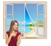 MagnéTique Moustiquaire Fenetre 95x125 cm Facile à Installer sans Percer Moustiquaire Fenetre Animaux AcceptéS pour Fenetre d Entrée Intérieur Patio Blanc Z