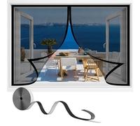 Magnétique Moustiquaire Fenêtre d'écran magnétique 120x120cm avec Fermeture Automatique Moustiquaire sur Mesure de Fenêtre Joint Magnétique de Haut en Bas,Noir