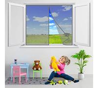 Magnétique Moustiquaire Fenêtre Rideau Anti Mouche Bande Adhésive Moustiquaire pour Fenêtres, 95x130 cm avec Aimants, pour Enfants et Animaux de Compagnie, Gris P