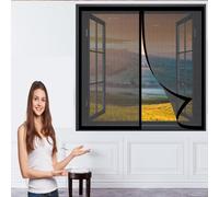 Magnétique Moustiquaire Mouche Aimant 145 x 94 cm Moustiquaire Enroulable Sans Poinçon Pou Aimantée Moustiquaire pour Fenêtres Porte, Noir