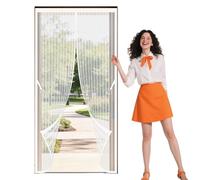 Magnétique Moustiquaire Porte 123 x 227 cm Différentes Tailles Rideau de Porte Anti Mouche Fermeture Se Ferme Tout Seul pour Balcon, Cave et Terrasse, Blanc