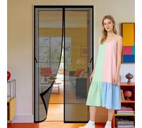 Magnétique Moustiquaire Porte 178 x 205 cm Fermeture Automatique, Sans Perçage Moustiquaire Aimantée Anti Mouches et Insectes pour Balcon Salon Chambre Portes, Noir