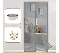 MagnéTique Moustiquaire Porte, 190x210cm Anti Insectes Mesh Curtain Moustiquaire Fenetre Fermeture Automatique pour Les Portes, Fenetre, Porte d'Entrée Chambre, Gris A