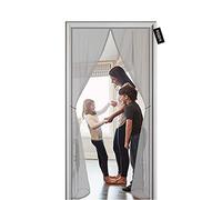 Magnétique Moustiquaire Porte 85 x 200 cm,fibre de verre durable avec cadre complet et boucle à crochet mains libres pour enfants et animaux domestiques - Gris