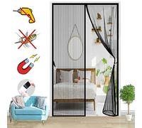 Magnétique Moustiquaire Porte, Auto-Adhésif Rideau Aimantée Maille Ultra Fine Moustiquaire Porte Magnétique Fermeture Automatique, pour Portes Multi Types-Black-A|| 90x210cm(35x82inch)