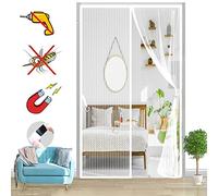 Magnétique Moustiquaire Porte, Auto-Adhésif Rideau Aimantée Maille Ultra Fine Moustiquaire Porte Magnétique Fermeture Automatique, pour Portes Multi Types-White-A|| 115x205cm(45x80inch)