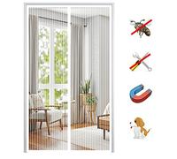 Magnétique Moustiquaire Porte, Auto-Adhésif Rideau en Maille Rideau Moustiquaire Fermeture Automatique, Magnétique Moustique Sans Perçage-White-A|| 140x200cm(55x78inch)
