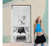 Magnétique Moustiquaire Porte Fenetre 111 x 286 cm Fermeture Automatique Installation Facile Sans Outils Rideau Magnétique pour Couloirs, Portes, Patio, Exterieur, Blanc