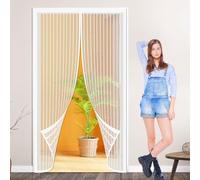 Magnétique Moustiquaire Porte Fenetre 195 x 218 cm Moustiquere Aimantée Magnetique Installation Facile Sans Outils pour Portes Coulissante Balcon, Double Porte Terrasse, Blanc