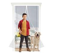 Magnétique Moustiquaire Porte Fenetre 250 x 200 cm, Maille Très Dense Moustiquaire Port, avec Durable Maille pour Enfants et Animaux de Compagnie, Blanc