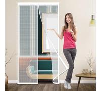 Magnétique Moustiquaire Porte Fenetre 90 x 193 cm Rideau Anti Mouche Sans Perçage pour Porte Exterieure, Blanc