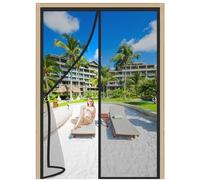 Magnétique Moustiquaire Porte Noir 270x200cm Rideaux Toile Insect Ecran Sans Perçage Fermeture Automatique Moustiquaire Baie Vitree Coulissante pour Portes Exterieur Coulissante Balcon