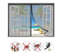 Magnétique Moustiquaire Porte Rideau, Moustiquaire Aimantee, Automatiquement Fermé Moustiquaire Porte Facile, pour Fenêtre/Portes/Patio/Couloirs-Noir 95x95cm(WxH)