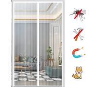 Magnétique Moustiquaire Porte, Ultra Fine Aimantée Maille Anti Mouches Rideaux Fermeture Automatique Installation Facile Sans Perçage, pour Portes- White-a|| 85x200cm(33x78inch)