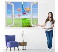 Magnétique Moustiquaire Rideau Fenetre, 95x125 cm D'écran Magnétique Avec Rideau En Maille Mailles Ultra Fines Fermeture Automatique Sans Perçage, Blanc P