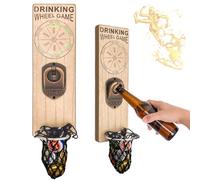 Magnétique Ouvre Bouteille Mural en Bois, Decapsuleur Mural Biere Vintage, Décapsuleur Original avec Cap Catcher, Accessoire Bar Exterieur, Biere Cadeau Homme pour Papa, Amie et Collègue (Style 11)