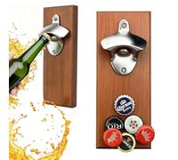 Magnétique Ouvre Bouteille Mural en Bois,Montage Mural Décapsuleur | Ouvre-Bouteilles de Réfrigérateur avec Cap Catcher,Amants De Bière Cadeau pour La Maison,Cuisine, Terrasse, Caravane