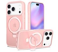 Magnétique pour coque 17 airs, [testé contre les chutes de qualité militaire] [compatible avec Mag-Safe] [béquille intégrée] Dos rigide anti-traces de doigts (rose, 17 air)