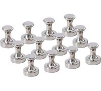 Magnétique Punaises Lot De 12 Aimants, Argent, Nickel Brossé Push Pin Aimants Pour Réfrigérateur, Tableau Blanc, Carte, Calendrier Et Bien Plus Encore